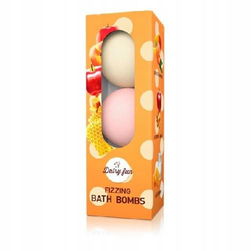 DAIRY FUN, Šumeće kuglice za kupanje s mirisima mlijeka i meda, karamelnog jabuka i breskve, 3 x 100 g