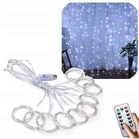   LED SVJETLOSNA ZAVJESA 300 LED Girlanda Lampice 2X2m USB Bijela Hladna