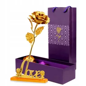   ELEGANTNA RUŽA SA POSTOLJEM OD 24K ZLATA - IDEALAN POKLON ZA LJUBAVNIKE