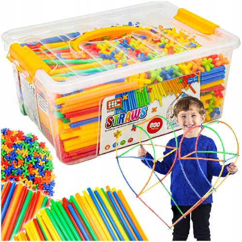  KREATIVNI SET SLAMČICA Construction Blocks Tubes Sticks Box 800 kom.