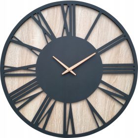 Bež, crni zidni sat, 60 cm