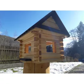   HRANILNICA ZA PTICE S DVOSTRUKIM PREMAZOM, BUDA OD DRVETA SA RUKOTVORINAMA