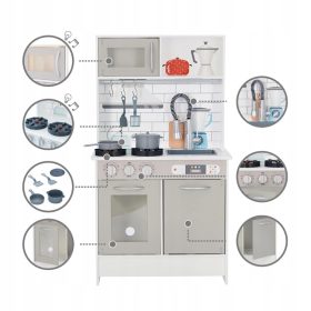   Drvena dječja kuhinja s perilicom posuđa i pećnicom Ikonka KX6284