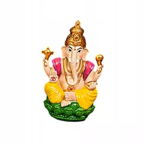    Kip Ganesha, hinduistički bog, slon, stolni ukras za policu za knjige u žutoj boji