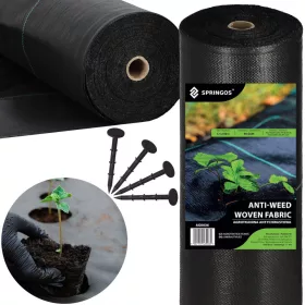   Agrotekstil - Poljoprivredna tkanina za malčiranje (protiv korova) Springos crna 110 x 10000 cm 90 g/m²