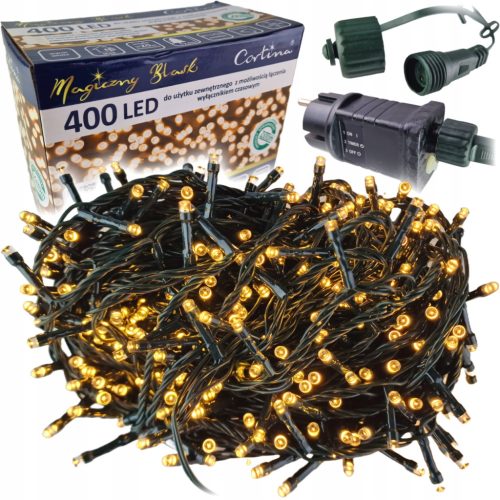 Vanjske božićne lampice Cortina LED 400 - Timer - Certificirane - Topli bijeli