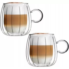   Vrhunske staklenke za kavu i čaj Vialli Design 350 ml 2 komada s ručkom