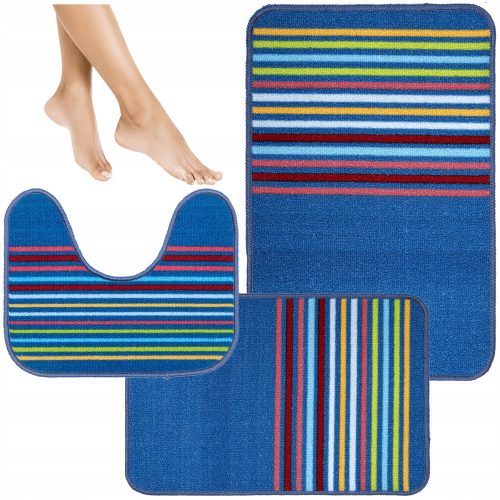 DYWANIKI ZA KUPAONICU SET 3 KOMADA MODNI PLAVI