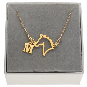    Zlatna ogrlica konja sa konjem ANY letter LETTER BOX SILVER 925