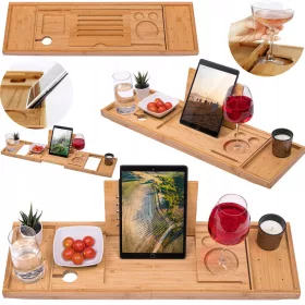 BAMBUSOVA POLICA ZA KUPANJE SA PODESIVOM ŠIRINOM