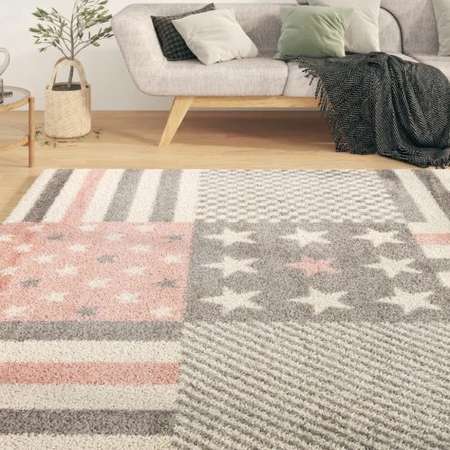 vidaXL Dječji tepih s niskim florom 160 x 230 cm s uzorkom zvjezdica ružičaste boje