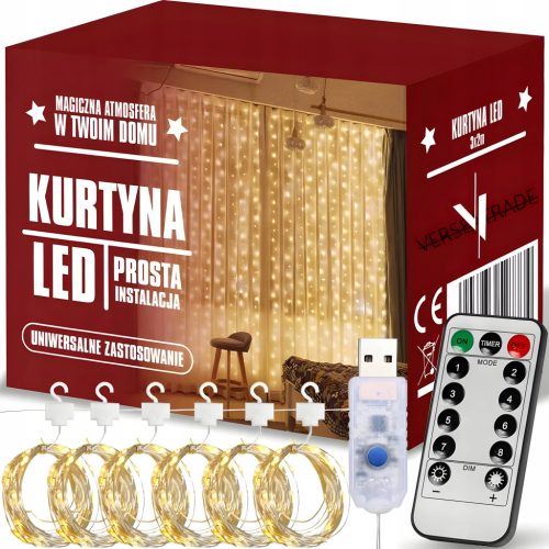 Svjetlosna zavjesa s 200 LED dioda 3x2 metra za božićno drvce i prozor