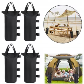   Vrtne sjenice i paviljoni za vrtnu zabavu - Set 4x vreća za pijesak, teške vreće otporne na cepanje, crne boje, dimenzija 17 x 17 x 46,5 cm. Ovaj set visokokvalitetnih vreća od tkanine Oxford 600D sa 