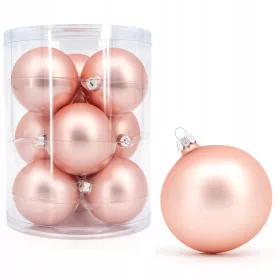  Staklene božićne kuglice 8 cm, roza mat