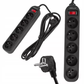 Led-lux trakasti produžni kabel 5 m, 5 kom utičnica, crni