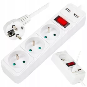 HITELO trakasti produžni kabel 5 m, 3 kom utičnice, bijeli