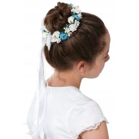 Plavi vjenčić za prvu pričest na punđu model WK97K