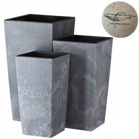   Vrtna posuda - 3× saksija za cvijeće Whale Things 30 cm x 30 x 55 cm plastični grafit