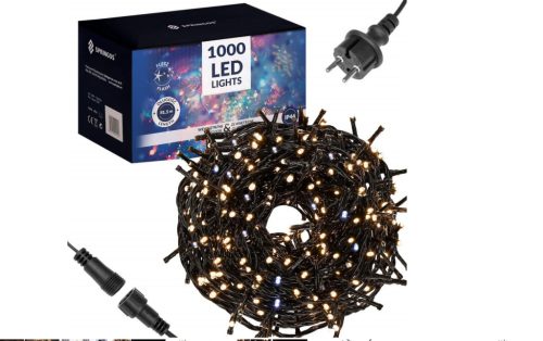 LED svjetiljke za božićno drvce vanjske 1000 lampica topli bijeli + hladni bljesak 60m