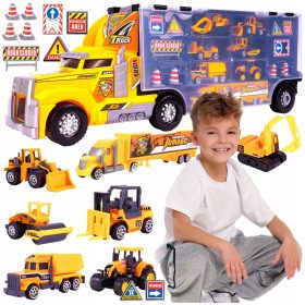   Veliki kamion s vučnom platformom za lansiranje autića + 7 građevinskih vozila