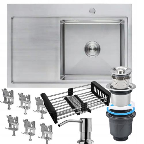 elični kuhinjski sudoper s jednom korom i ocjedjivačem 78x49 cm Inox čelik