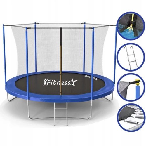 Trampolin Fitness Star s mrežom za djecu 312 cm Plava Mreža s Ljestvama