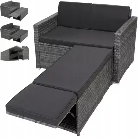   Set vrtnog namještaja - Garnitura vrtnog namještaja Casaria, plastika, crna, 7 komada.