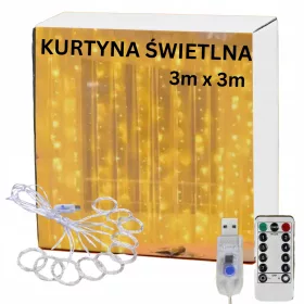   LED KURTINA ZA PROZOR 3x3m BOŽIĆNO DRVCE SA 300 TOPLIH LED SVJETALA