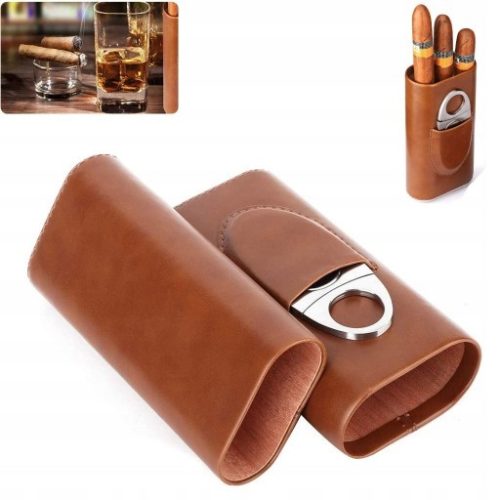 KOŽNA HUMIDOR TORBICA ZA 3 REZAČA ZA CIGARE