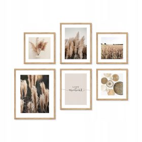   Veliki set slika u okviru sa dekorom od drveta, dimenzija 114x98 cm, set slika s motivom trave