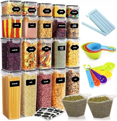PLASTIČNI KONTENJERI ZA HRANU SET SA 20 KOM + BESPLATAN POKLON + CRNE ETIKETE ZA ZAČINE
