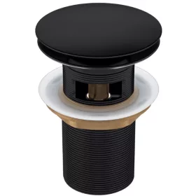 AquaUno crni klik-klak čep za umivaonik s prelivom