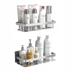 TUŠ POLICA BEZ BUŠENJA, NERĐAJUĆI ČELIK, 2 kom