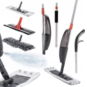   Kadax MOP PŁASKI ZE SPRYSKIWACZEM 3w1 OBROTOWY MYJKA + 3x WKŁAD DO MOPA