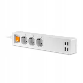   Produžni kabel, letvica protiv prenapona, letvica PLATINET, 1,8 m, utičnice 3 kom, bijela