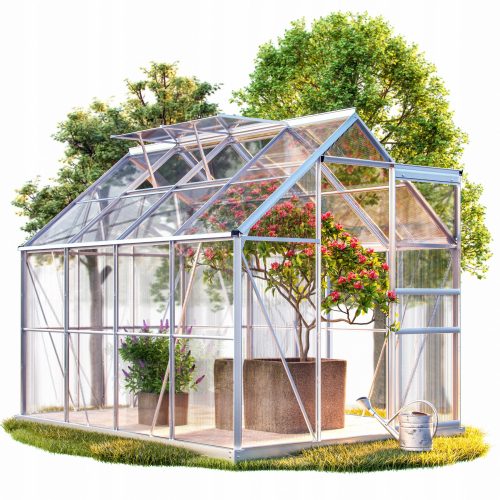 Vrtne staklenik s aluminijskom konstrukcijom 250x190x195 cm s temeljem 4,75 m2