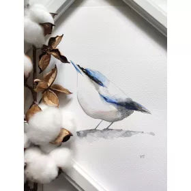 Ručno oslikana akvarelom - ptica orašar