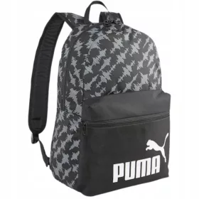 Crni školski ruksak Puma Phase AOP, sivi i srebrni, 22L