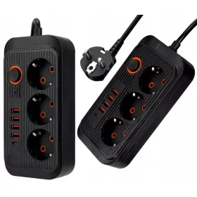 Smartled strip produžni kabel 3 m, 3 kom utičnice, crni