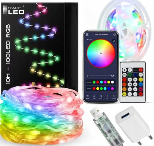 Lampice za božićno drvce LED lanac 10M 100LED RGB S aplikacijom za daljinsko upravljanje