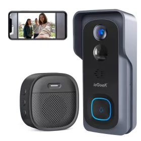   BEŽIČNO ZVONO KAMERA VIDEO INTERFON WIFI 2K 3MP 1296P IP65 Crna