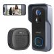 BEŽIČNO ZVONO KAMERA VIDEO INTERFON WIFI 2K 3MP 1296P IP65 Crna