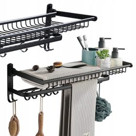   KUPAONSKA SUŠILICA, VJEŠALICE, POLICA ZA RUČNIKE, KOZMETIKA, CRNI, SKLOPIVI