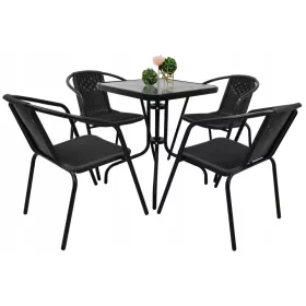   Set vrtnog namještaja - Garnitura vrtnog namještaja Contrast metal BERGAMO crna 5 kom.