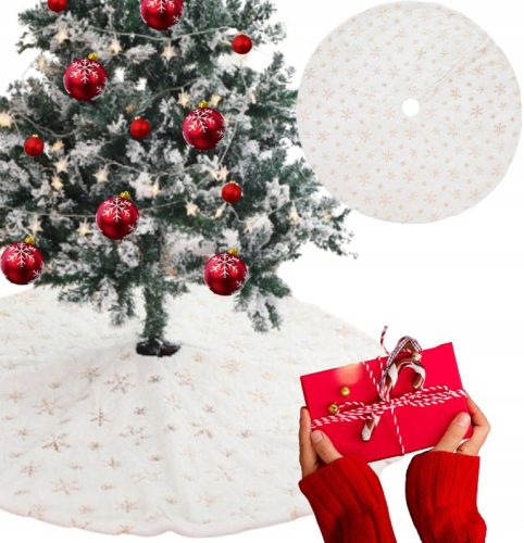  BOŽIĆNO DRVO TEPIH MAT WHITE STARS ZLATNI TEPIH 116 CM ZA POKLONE