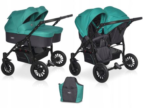 Kolica za blizance 2u1 SAXO Riko Basic 2 x GONDOLA 2 x SJEDALO + TORBA