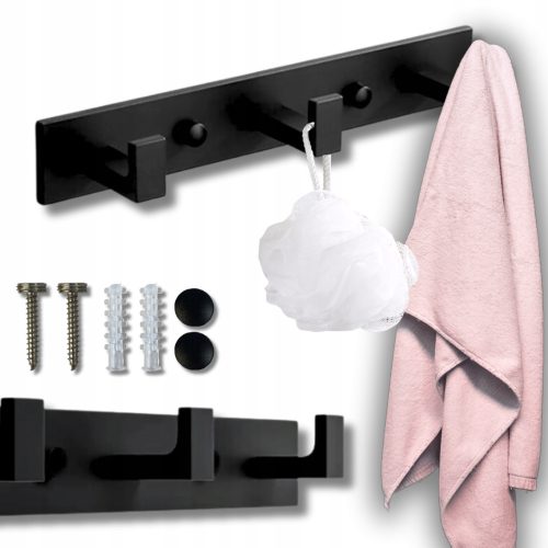 KUPAONSKA VJEŠALICA ZA ZIDNE RUČNIKE RUČKA CRNA METALNA KUKA LOFT