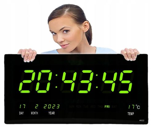 Zidni sat Enido, crni, nijanse zelene, 45,7 cm