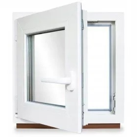   Prozor od PVC-a lijevi otvor 500x500 / 50x50 bijeli, s ručkom