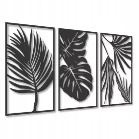 ZIDNA DEKORACIJA DRVENI LIŠĆI TRIPTIKA